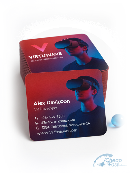 100 Cheap Square 2x2 38pt Trifecta Red Virtual Reality Developer Business Cards