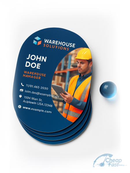 2500 Cut Rate Oval 2.5x3.5 100lb Matte Cover Warehouse Manager Business Cards