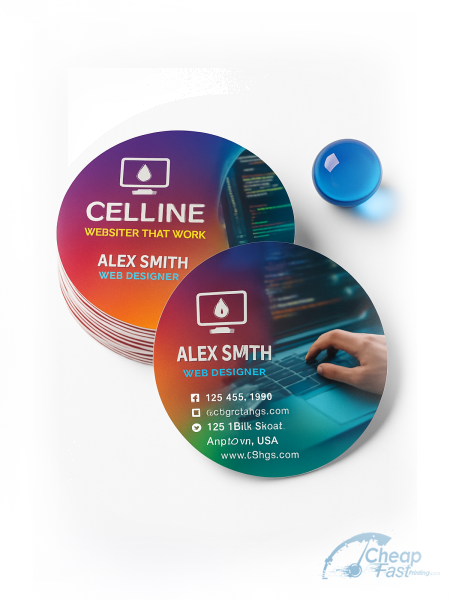 250 Affordable Circle 3" Circle 14pt Gloss Web Designer Business Cards