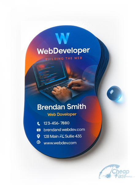 500 Economical Oval 2.5x3.5 14pt Uncoated Web Developer Business Cards