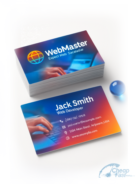 2500 Budget Slim Rectangle 1.5x3.5 16pt Premium Glossy Webmaster Business Cards