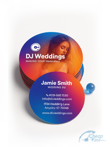 250 Wallet Friendly Circle 3" Circle 100lb Matte Cover Wedding Dj Business Cards