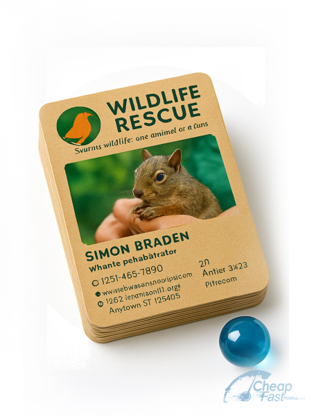 250 Low Price Rounded Corners 2x2 18pt Premium Kraft Wildlife Rehabilitator Business Cards