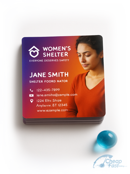 100 Cheap Square 2x2 13pt Premium Linen Women S Shelter Coordinator Business Cards