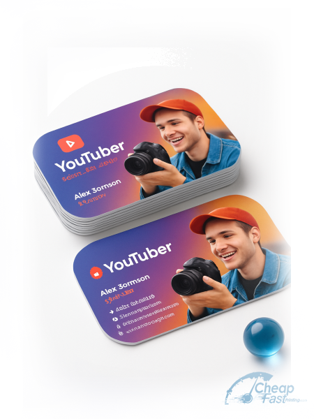 2500 Budget Slim Rectangle 1.5x3.5 24pt Trifecta Green Youtuber Vlogger Business Cards