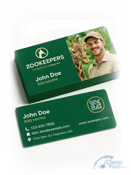 5000 Discount Die Cut 2x3.5 38pt Trifecta Black Zoo Keeper Business Cards