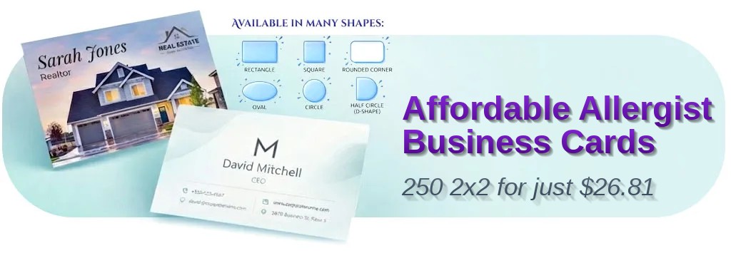 250 Affordable Rounded Corners 2x2 14pt Uncoated Allergist Business Cards