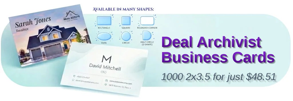 1000 Deal Die Cut 2x3.5 16pt Premium Matte Archivist Business Cards
