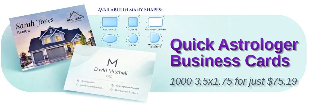 1000 Quick Half Circle 3.5x1.75 18pt Ultra Premium Smooth White Astrologer Business Cards