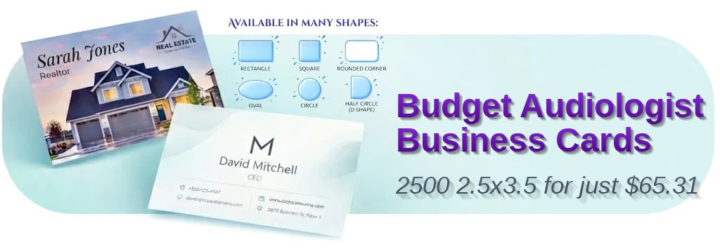2500 Budget Oval 2.5x3.5 100lb Matte Cover Audiologist Business Cards