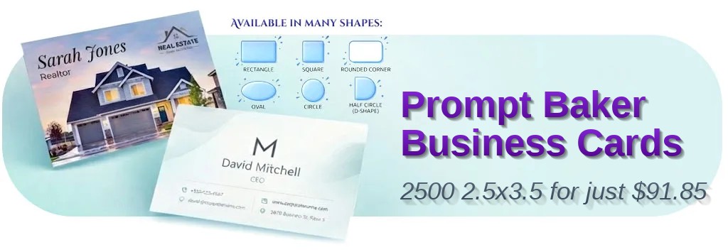 2500 Prompt Oval 2.5x3.5 16pt Premium Matte Baker Business Cards
