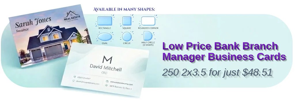 250 Low Price Die Cut 2x3.5 18pt Ultra Premium Pearl Bank Branch Manager Business Cards