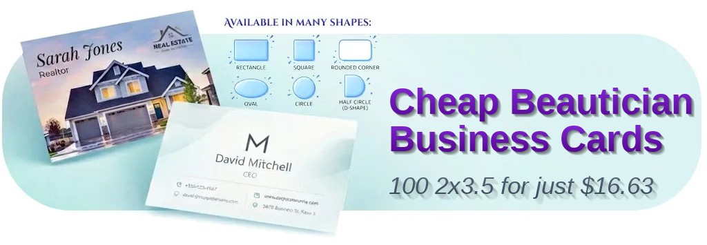 100 Cheap Standard Rectangle 2x3.5 14pt Gloss Beautician Business Cards