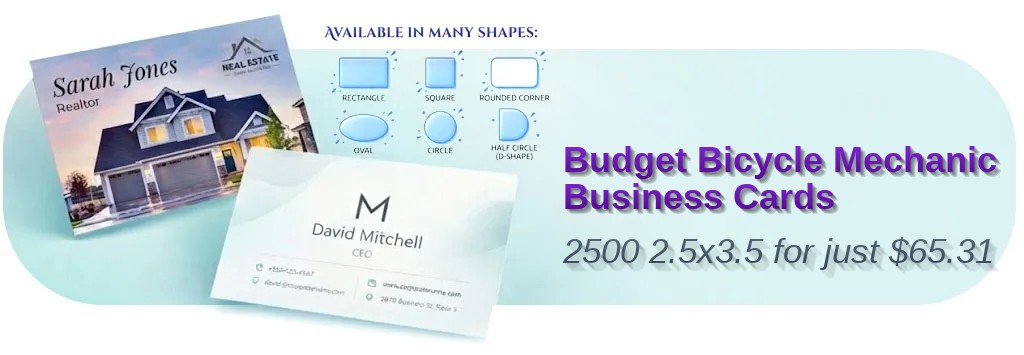 2500 Budget Oval 2.5x3.5 100lb Matte Cover Bicycle Mechanic Business Cards