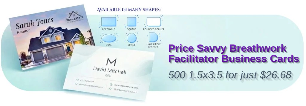 500 Price Savvy Slim Rectangle 1.5x3.5 14pt Uncoated Breathwork Facilitator Business Cards