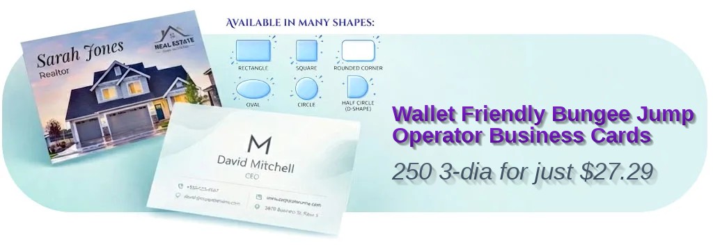 250 Wallet Friendly Circle 3 Dia 100lb Matte Cover Bungee Jump Operator Business Cards