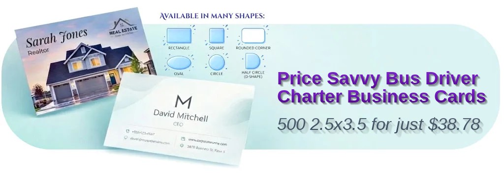 500 Price Savvy Oval 2.5x3.5 13pt Premium Linen Bus Driver Charter Business Cards