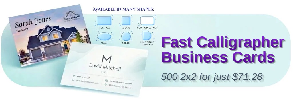 500 Fast Square 2x2 38pt Trifecta Blue Calligrapher Business Cards