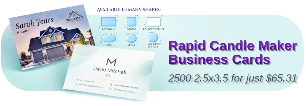 2500 Rapid Oval 2.5x3.5 14pt Gloss Candle Maker Business Cards