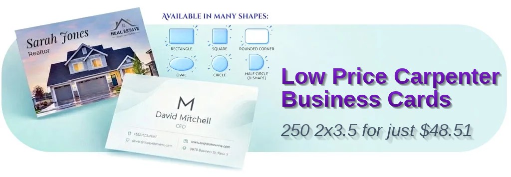 250 Low Price Die Cut 2x3.5 18pt Ultra Premium Pearl Carpenter Business Cards