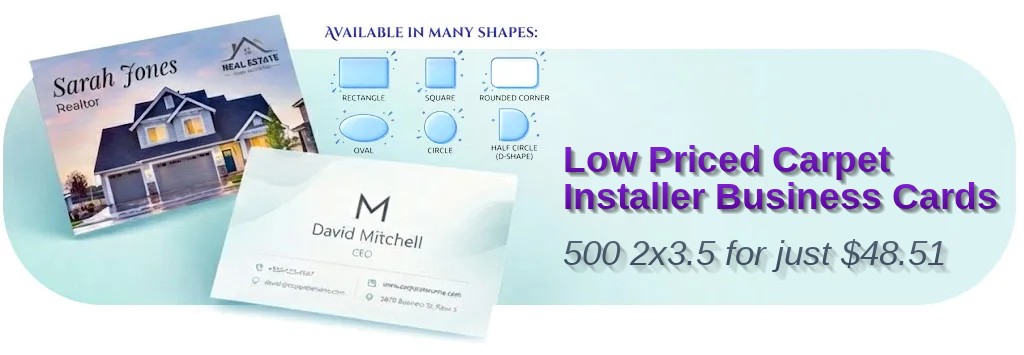 500 Low Priced Standard Rectangle 2x3.5 18pt Ultra Premium Smooth White Carpet Installer Business Cards