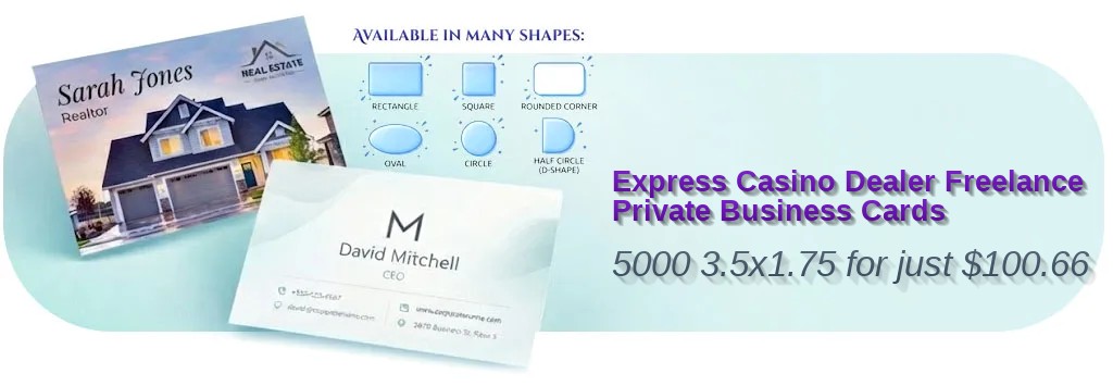 5000 Express Half Circle 3.5x1.75 14pt Uncoated Casino Dealer Freelance Private Business Cards