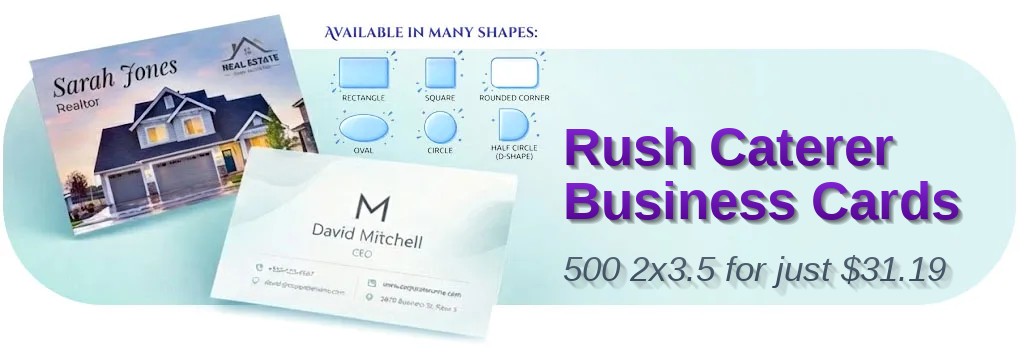 500 Rush Standard Rectangle 2x3.5 100lb Matte Cover Caterer Business Cards