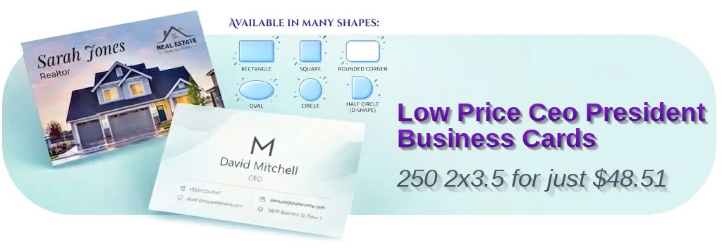 250 Low Price Die Cut 2x3.5 18pt Ultra Premium Pearl Ceo President Business Cards
