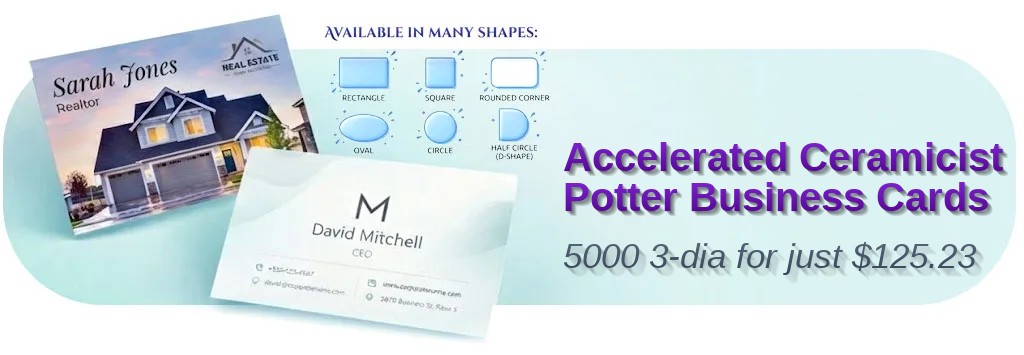 5000 Accelerated Circle 3 Dia 18pt Ultra Premium Pearl Ceramicist Potter Business Cards