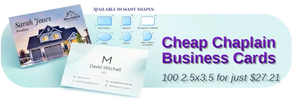 100 Cheap Oval 2.5x3.5 18pt Ultra Premium Smooth White Chaplain Business Cards