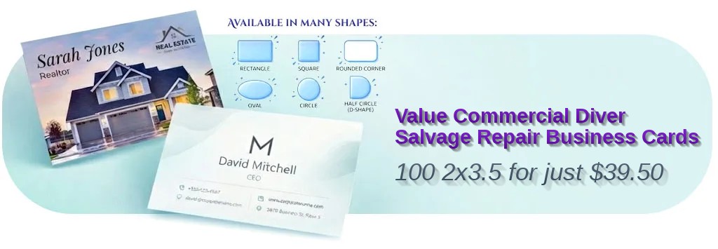 100 Value Standard Rectangle 2x3.5 18pt Ultra Premium Pearl Commercial Diver Salvage Repair Business Cards