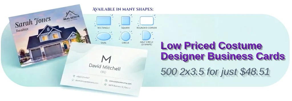 500 Low Priced Standard Rectangle 2x3.5 18pt Ultra Premium Smooth White Costume Designer Business Cards