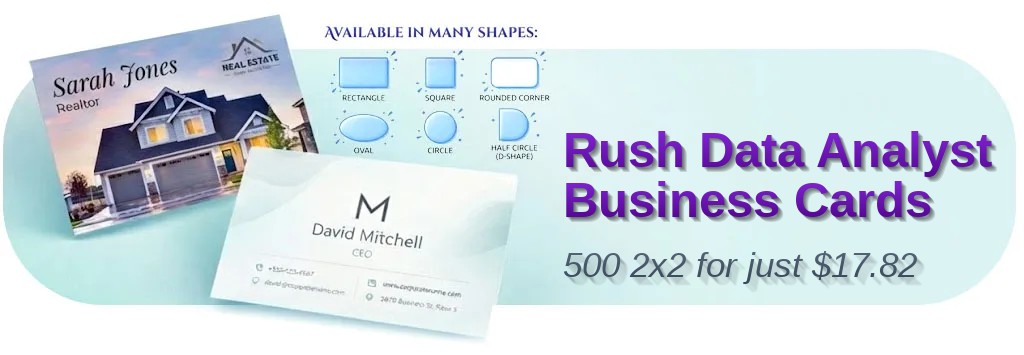 500 Rush Square 2x2 14pt Gloss Data Analyst Business Cards