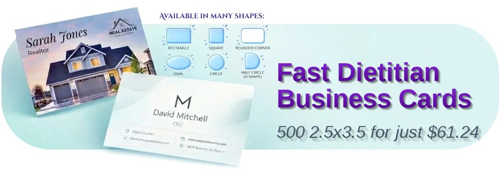 500 Fast Oval 2.5x3.5 18pt Ultra Premium Pearl Dietitian Business Cards