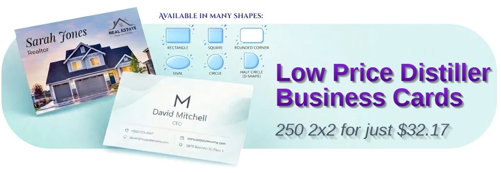 250 Low Price Rounded Corners 2x2 18pt Premium Kraft Distiller Business Cards