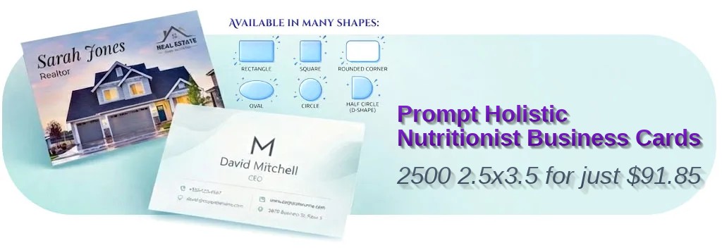 2500 Prompt Oval 2.5x3.5 16pt Premium Matte Holistic Nutritionist Business Cards