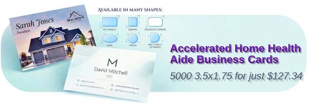 5000 Accelerated Half Circle 3.5x1.75 16pt Premium Glossy Home Health Aide Business Cards