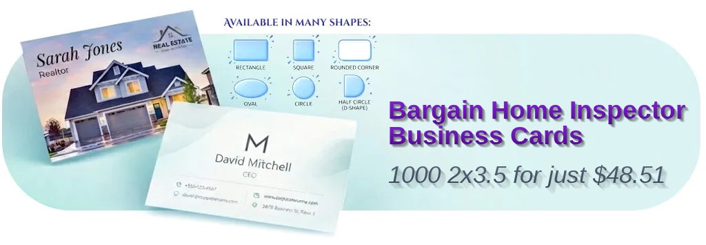 1000 Bargain Die Cut 2x3.5 16pt Premium Glossy Home Inspector Business Cards