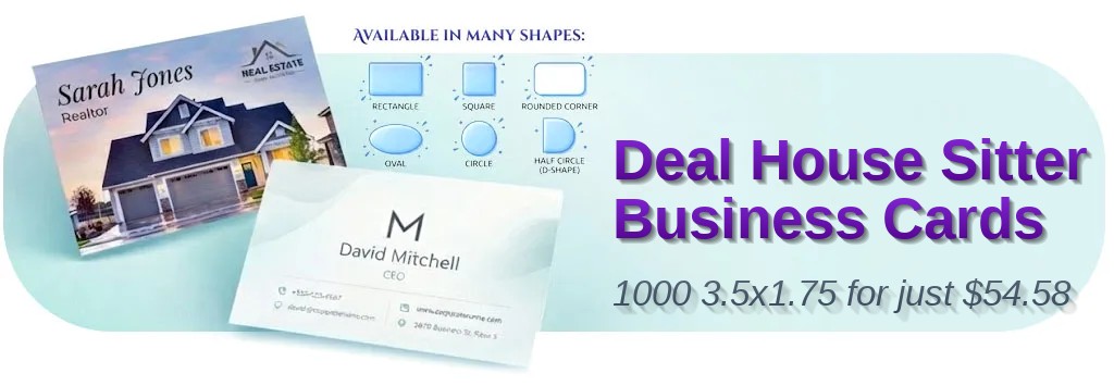1000 Deal Half Circle 3.5x1.75 18pt Premium Kraft House Sitter Business Cards
