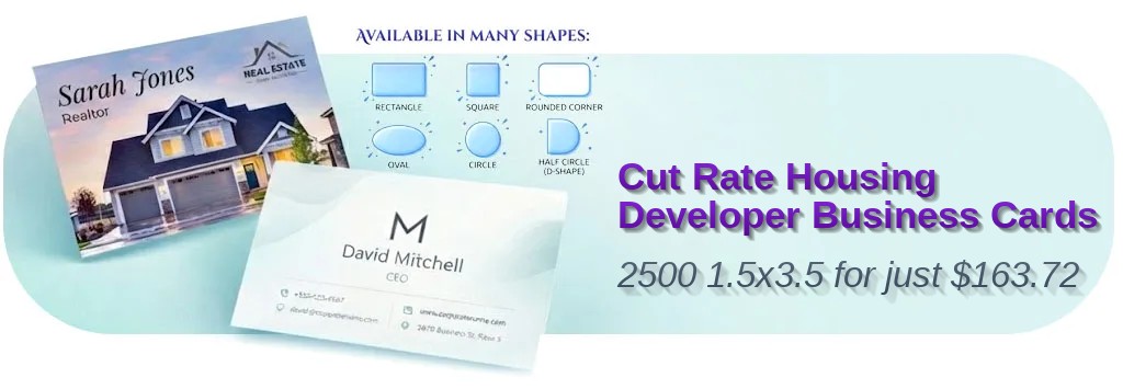2500 Cut Rate Slim Rectangle 1.5x3.5 18pt Ultra Premium Pearl Housing Developer Business Cards