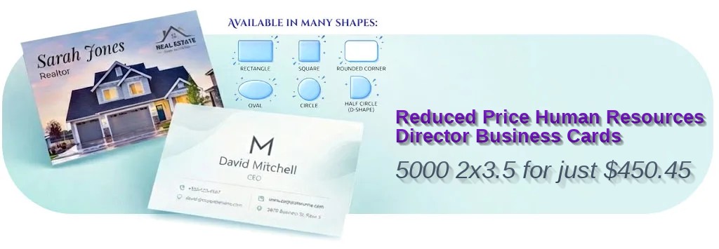 5000 Reduced Price Die Cut 2x3.5 38pt Trifecta Blue Human Resources Director Business Cards