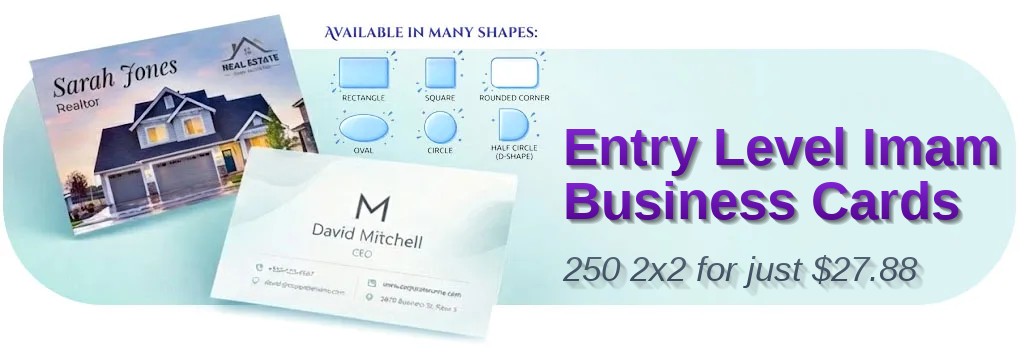 250 Entry Level Rounded Corners 2x2 14pt Gloss Imam Business Cards