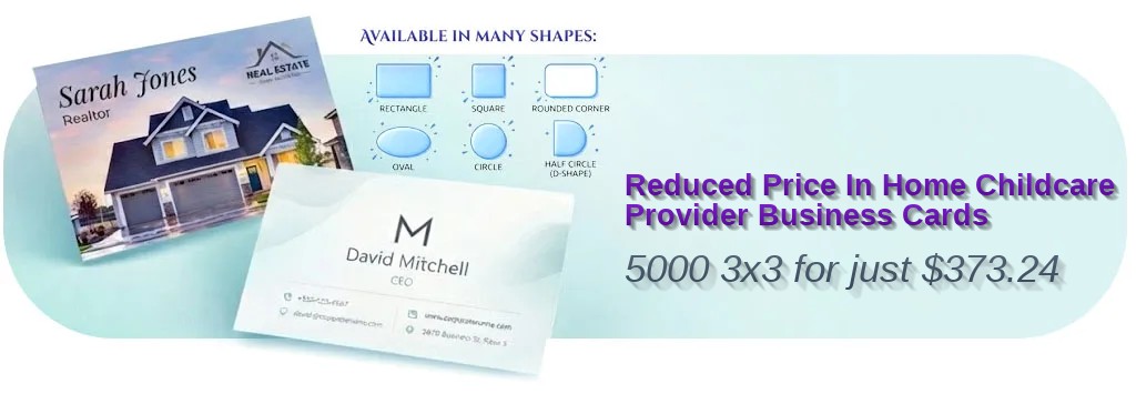 5000 Reduced Price Rounded Corners 3x3 100lb Matte Cover In Home Childcare Provider Business Cards