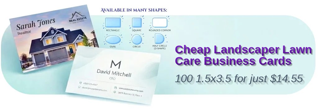 100 Cheap Slim Rectangle 1.5x3.5 100lb Matte Cover Landscaper Lawn Care Business Cards