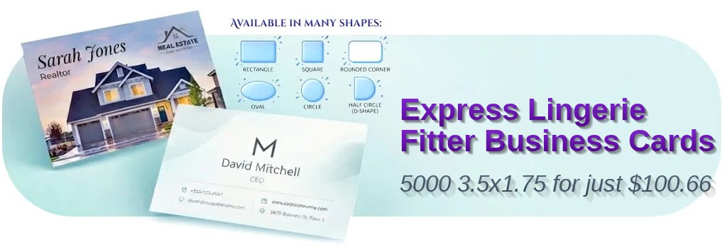 5000 Express Half Circle 3.5x1.75 14pt Uncoated Lingerie Fitter Business Cards