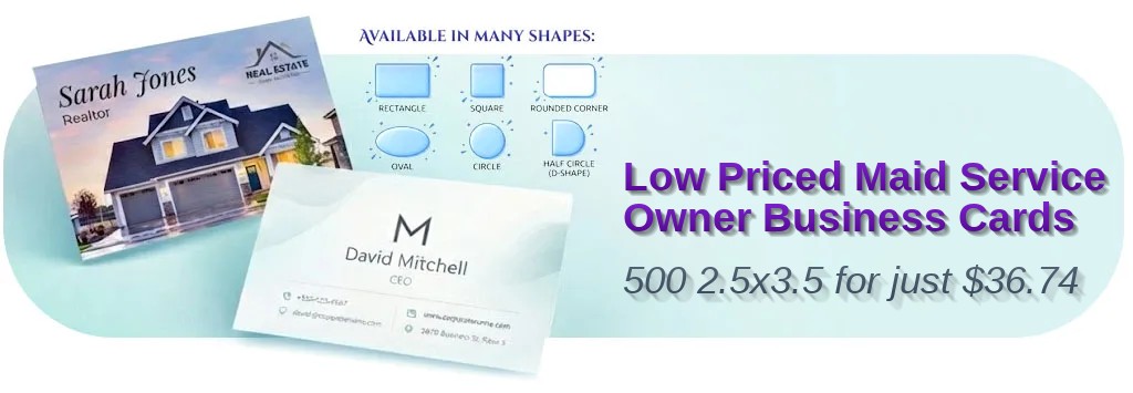 500 Low Priced Oval 2.5x3.5 18pt Premium Kraft Maid Service Owner Business Cards