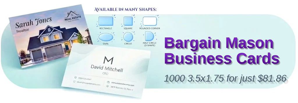 1000 Bargain Half Circle 3.5x1.75 18pt Ultra Premium Pearl Mason Business Cards