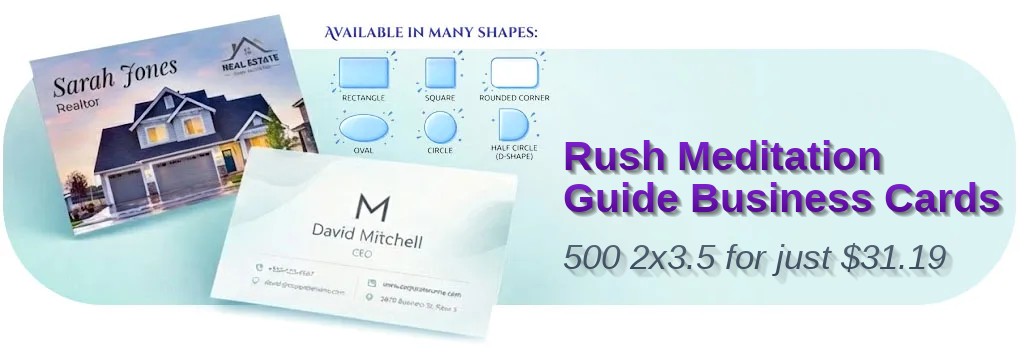 500 Rush Standard Rectangle 2x3.5 100lb Matte Cover Meditation Guide Business Cards