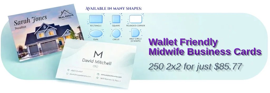250 Wallet Friendly Rounded Corners 2x2 38pt Trifecta Blue Midwife Business Cards