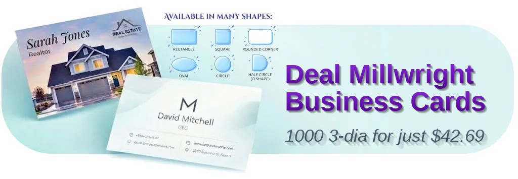 1000 Deal Circle 3 Dia 14pt Gloss Millwright Business Cards